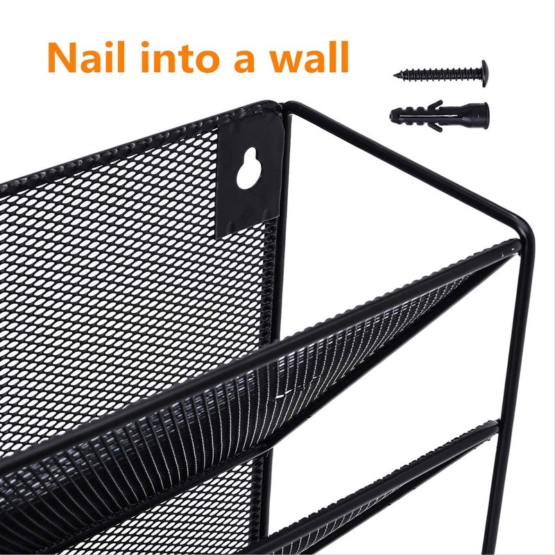 Delifox 7-Compartment Wall Mounted Hanging File Organizer Cubicle Wall File Holder Vertical Document Organizer for Office Home, Black - Image 4